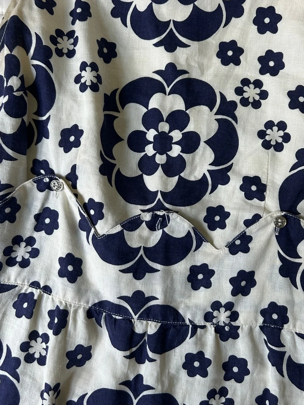 Tory Burch Navy and White Floral Sleeveless Mini Dress